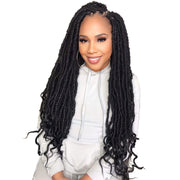 Bohobabe Wild Locs 24 Inch Long Distressed Locs with Curly End 8 Packs Pre-looped Soft Locs Crochet Hair Wavy End Faux Locs Butterfly Collection